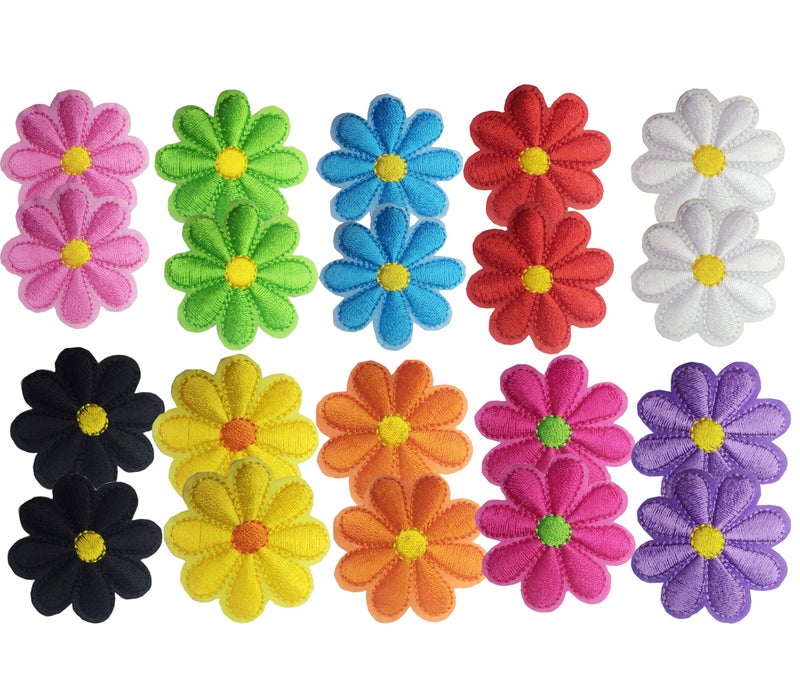 Geek-M 20 Pcs Iron On Patches Flower Applique Patch Mixed Color Decorative Patches for Clothes,Hat, Jeans, DIY Accessories - Image 1